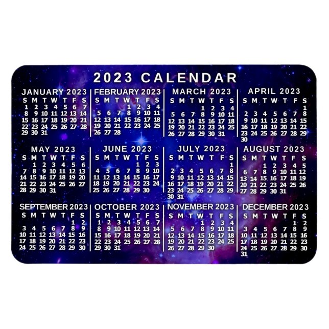 2023 Year Monthly Calendar Outer Space Nebula Magnet (Horizontal)