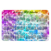 2023 Year Monthly Calendar Tiedye Hippie Rainbow