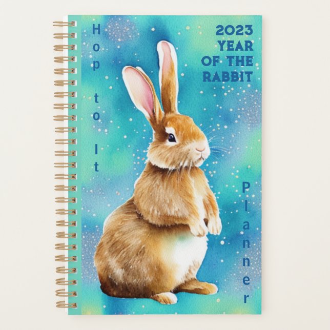 2023 Year of the Rabbit, Apple Green & Azure Blue  Planner (Front)