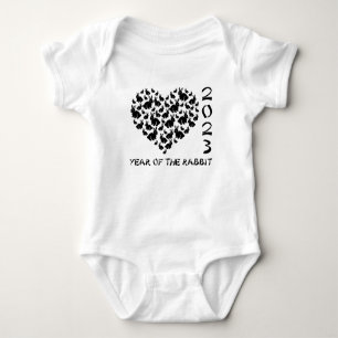 2023 Year Of The Rabbit Heart Silhouette Baby Bodysuit
