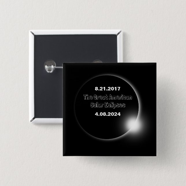 2024 & 2017 Double Dated Solar Eclipse 15 Cm Square Badge (Front & Back)