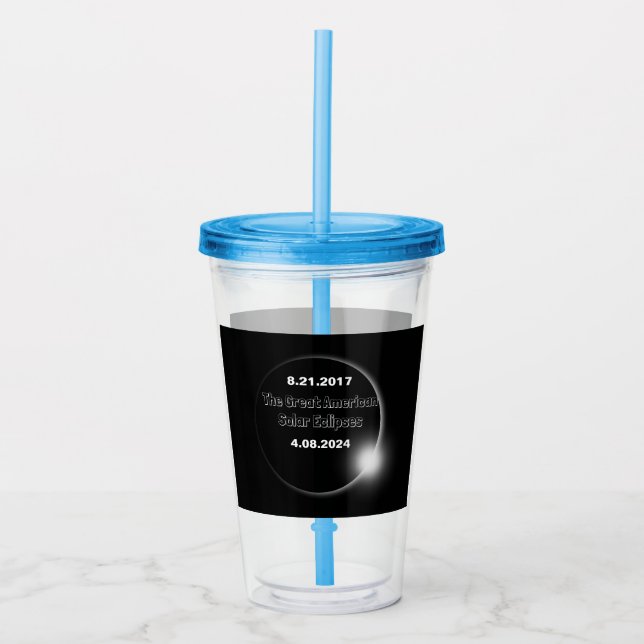 2024 & 2017 Double Dated Solar Eclipse Acrylic Tumbler (Front)