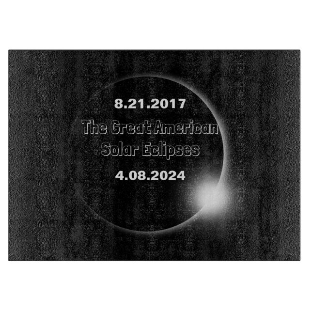 2024 & 2017 Double Dated Solar Eclipse Cutting Board (Front)