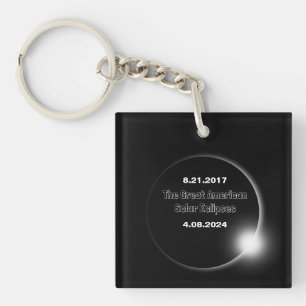 2024 & 2017 Double Dated Solar Eclipse Key Ring