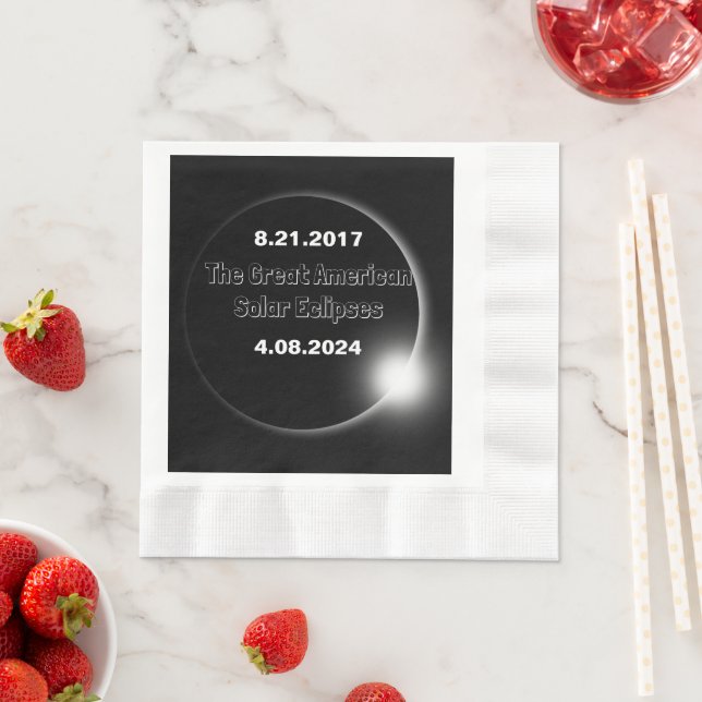 2024 & 2017 Double Dated Solar Eclipse Napkin (Insitu)