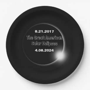 2024 & 2017 Double Dated Solar Eclipse Paper Plate