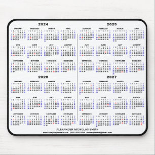 2024-2025 4 Year Calendar Black Custom Name simple Mouse Pad