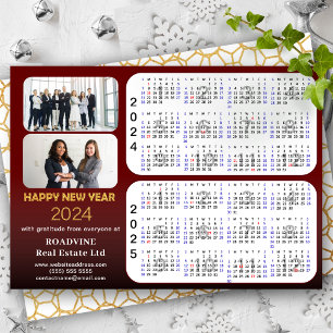 2024 - 2025 Calendar Business Modern Red Corporate Holiday Card