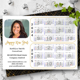 2024 2025 Calendar Corporate Modern Gold Glitter Holiday Card