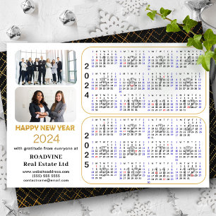 2024 2025 Calendar Corporate Modern Gold Glitter Holiday Card
