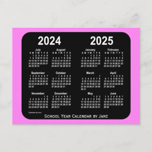 2024-2025 Violet Neon Mini School Calendar by Janz Postcard