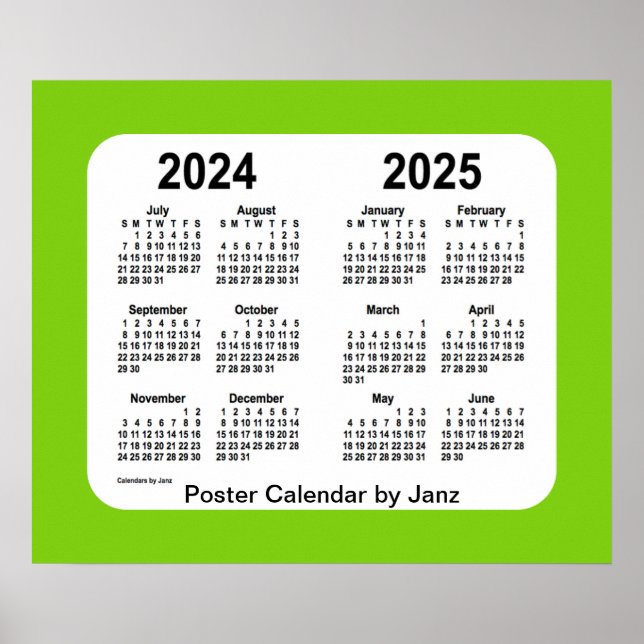 2024-2025 Yellowgreen School Calendar by Janz Poster (Front)