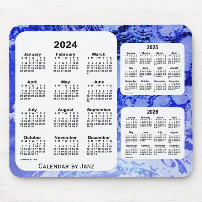 2024-2026 Blue Galaxy 3 Year Calendar by Janz Mouse Pad (Front)