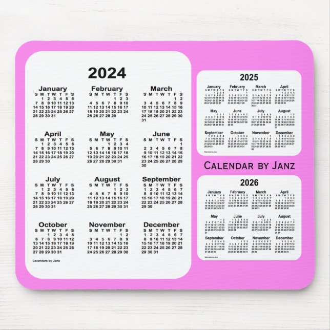 2024-2026 Violet 3 Year Calendar by Janz Mouse Pad (Front)
