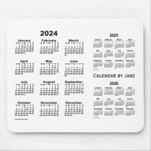 2024-2026 White 3 Year Calendar by Janz Mouse Pad