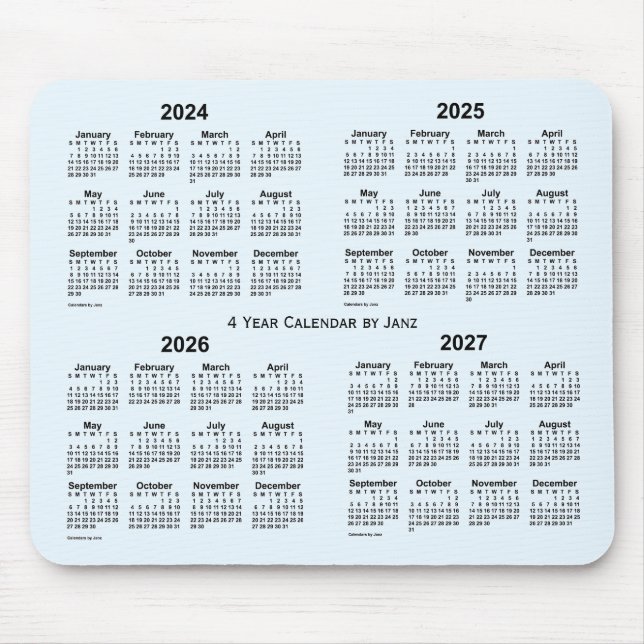 2024-2027 Alice Blue 4 Year Calendar by Janz Mouse Pad (Front)