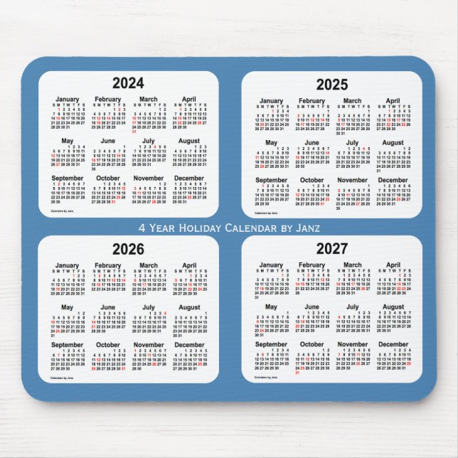 2024-2027 Steel Blue Holiday Calendar by Janz Mouse Pad (Front)