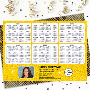 2024 - 2029 Calendar Business Logo Gold New Year Holiday Card