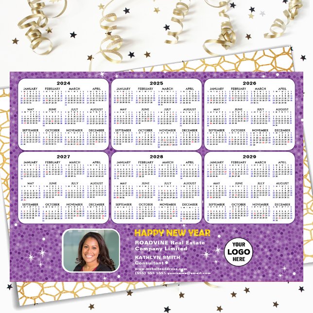 2024 - 2029 Calendar Business Logo Modern New Year Holiday Card (Creator Uploaded)