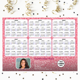 2024 - 2029 Calendar Corporate Logo Pink Magnetic