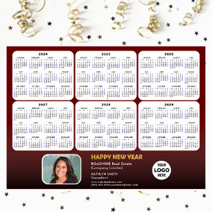 2024 - 2029 Calendar Corporate Photo Red Magnetic 