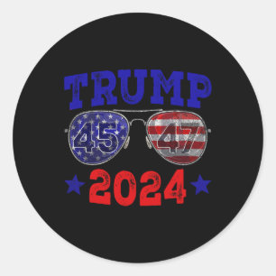 2024 45 47 American Flag Sungles Trump 2024  Classic Round Sticker