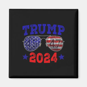 2024 45 47 American Flag Sungles Trump 2024 Magnet