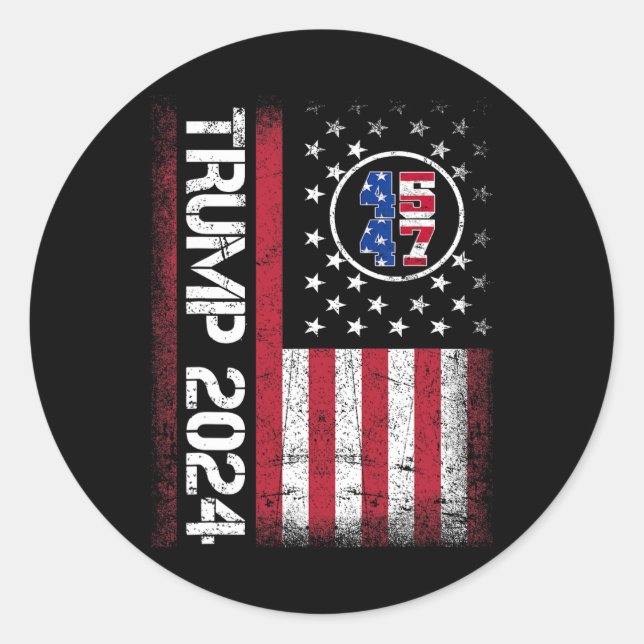 2024 45 47 Stand With American Flag Men Women  Classic Round Sticker (Front)