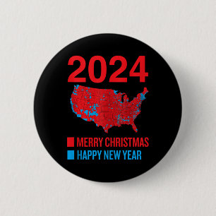 2024 Accurate Election Map Merry Christmas Happy N 6 Cm Round Badge