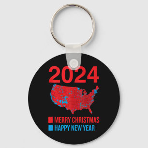 2024 Accurate Election Map Merry Christmas Happy N Key Ring