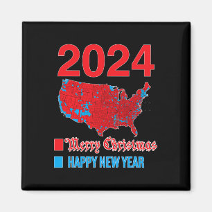 2024 Accurate Election Map Merry Christmas Happy N Magnet