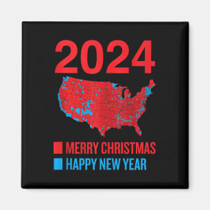 2024 Accurate Election Map Merry Christmas Happy N Magnet