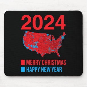 2024 Accurate Election Map Merry Christmas Happy N Mouse Pad