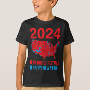 2024 Accurate Election Map Merry Christmas Happy N T-Shirt