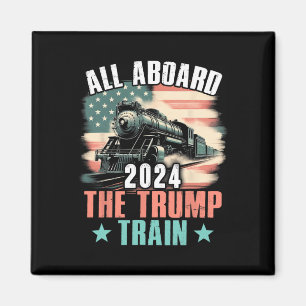 2024 All Aboard The Trump Train 2024 Usa Flag Magnet