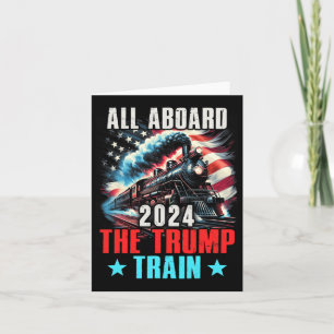 2024 All Aboard The Trump Train Us American Flag  Card