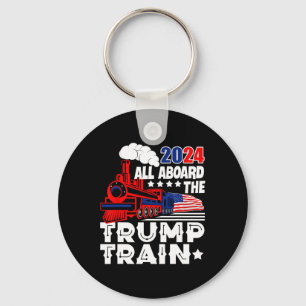 2024 All Aboard The Trump Train Usa American Flag Key Ring