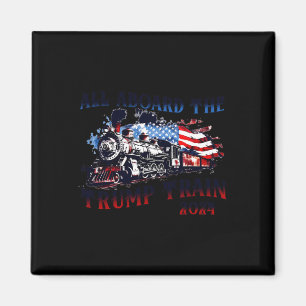 2024 All Aboard The Trump Train Usa American Flag Magnet