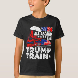 2024 All Aboard The Trump Train Usa American Flag T-Shirt