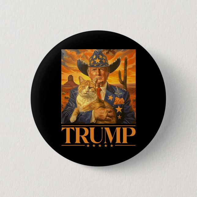 2024 And Cat Western Cowboy Patriotic 4th Of July  6 Cm Round Badge (Front)