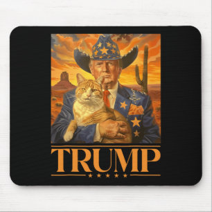2024 And Cat Western Cowboy Patriotic 4th Of July Mouse Pad