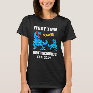 2024 Baby Announcement Dinosaur First Time Brothe T-Shirt