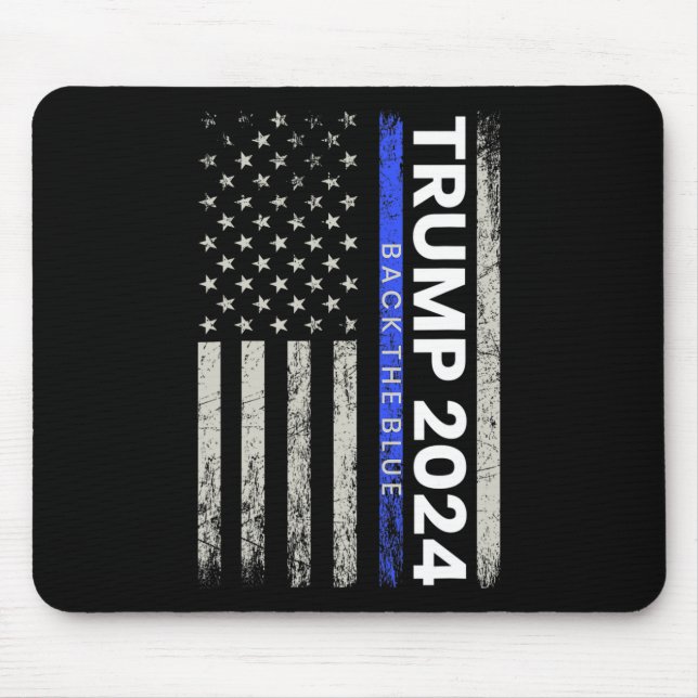 2024 Back The Blue Thin Blue Line Police American  Mouse Pad (Front)