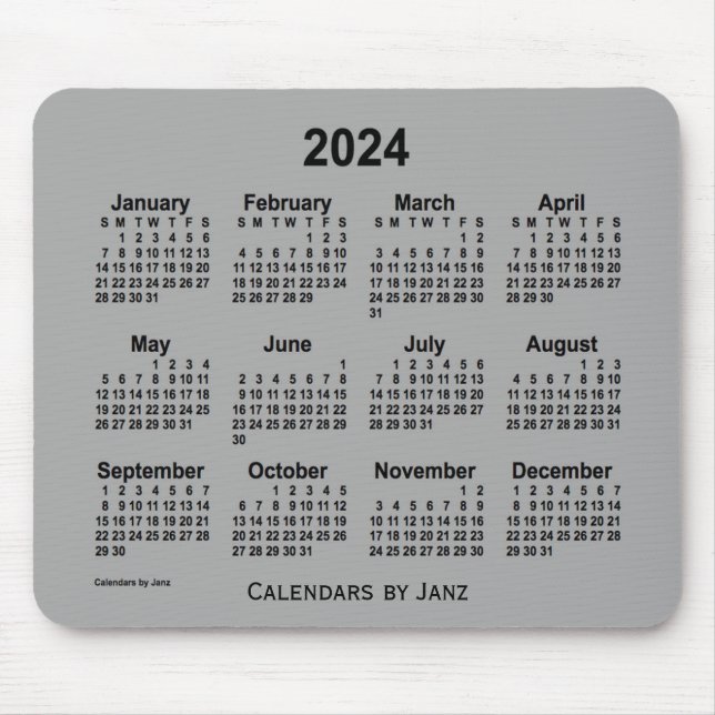 2024 Battleship Grey Calendar by Janz Mouse Pad (Front)