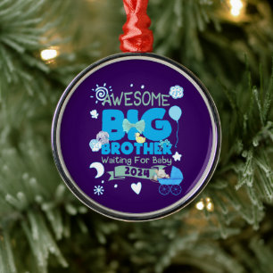 2024 Big Brother Waiting for New Baby Metal Tree Decoration