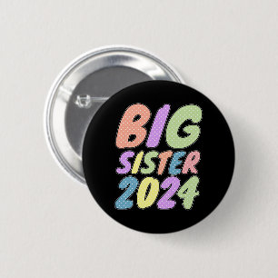 2024 Big Sister Girly Dots 6 Cm Round Badge