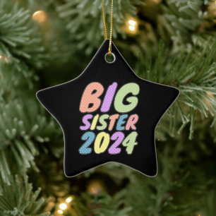 2024 Big Sister Girly Dots Ceramic Tree Decoration