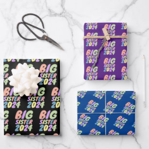 2024 Big Sister Girly Dots Wrapping Paper Sheet