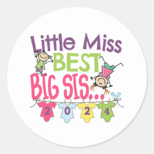 2024 Big Sister - Little Miss Best Big Sis Classic Classic Round Sticker