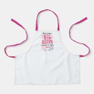 2024 Big Sister Waiting for New Baby Sibling Apron